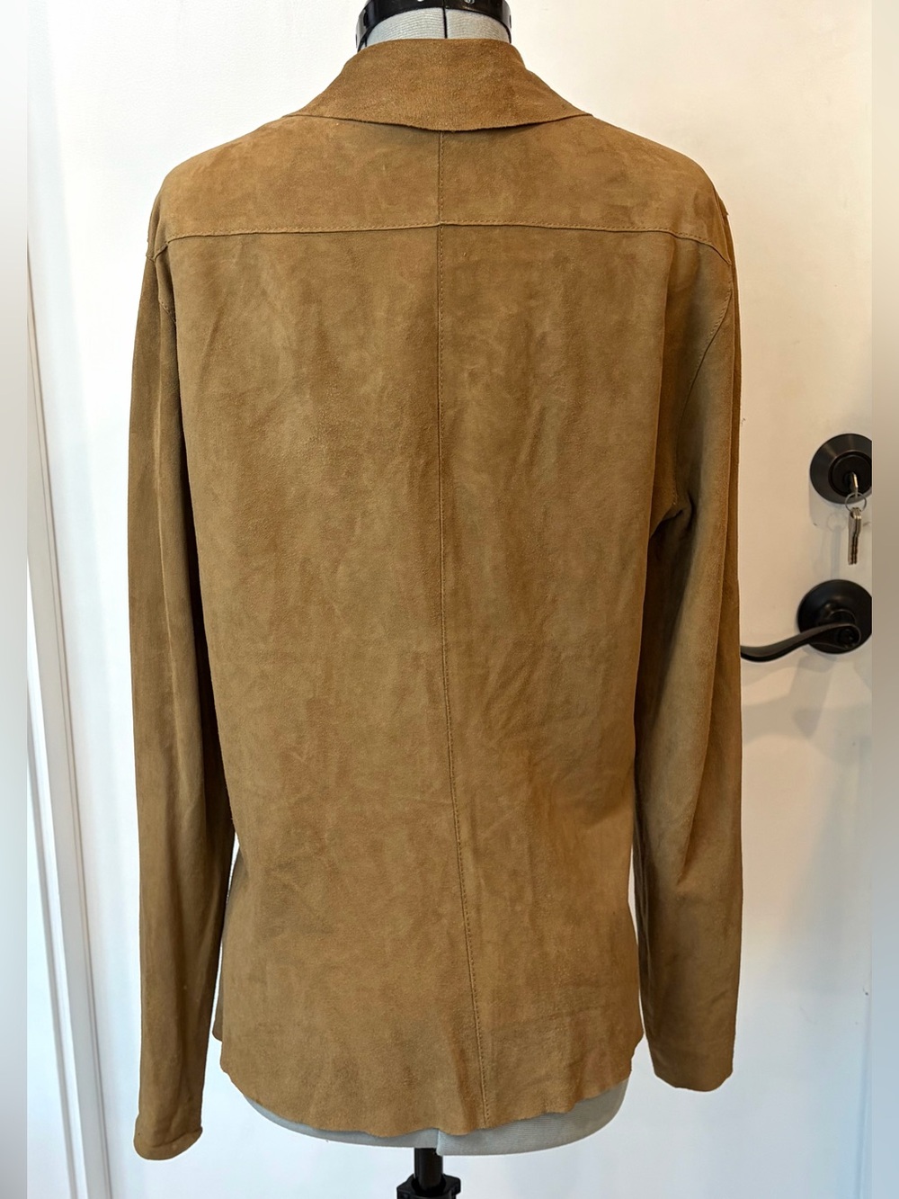 Nigel Preston Suede Button-Front Shirt/Jacket, tan, unlined, S, EUC - Picture 8 of 15